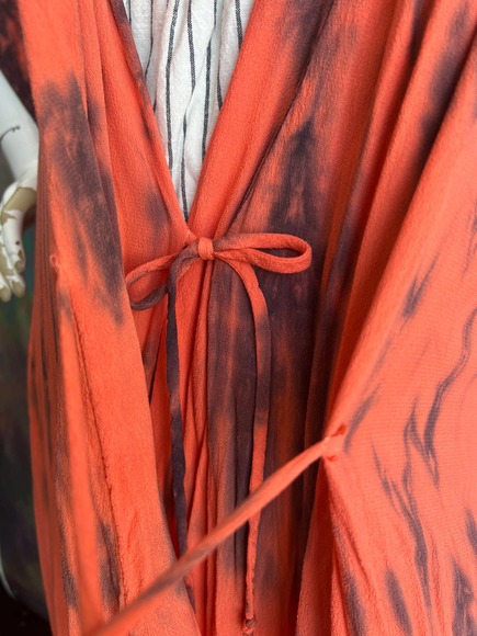 NWT Orange Tie Dye Tie Waist Duster - Picture 12 of 13